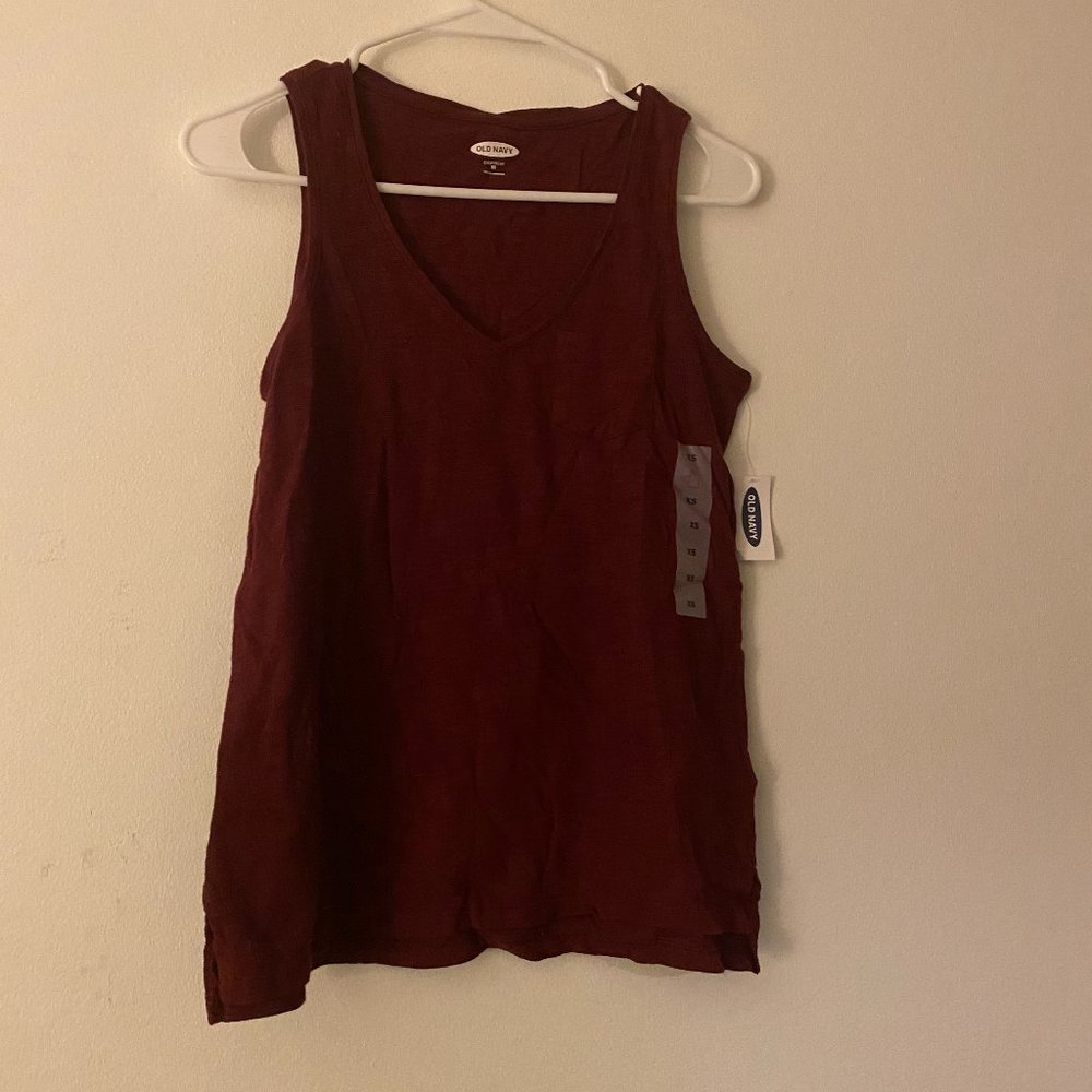 Old Navy Maroon V-Neck Tank Top